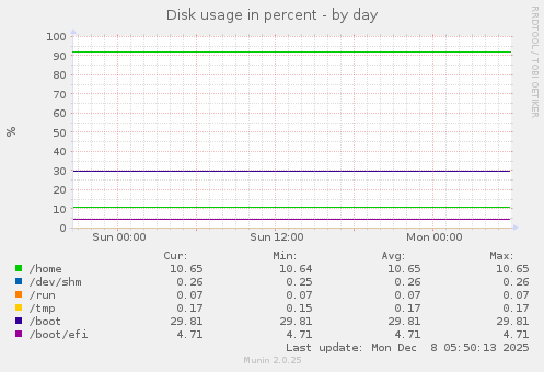 Disk usage in percent